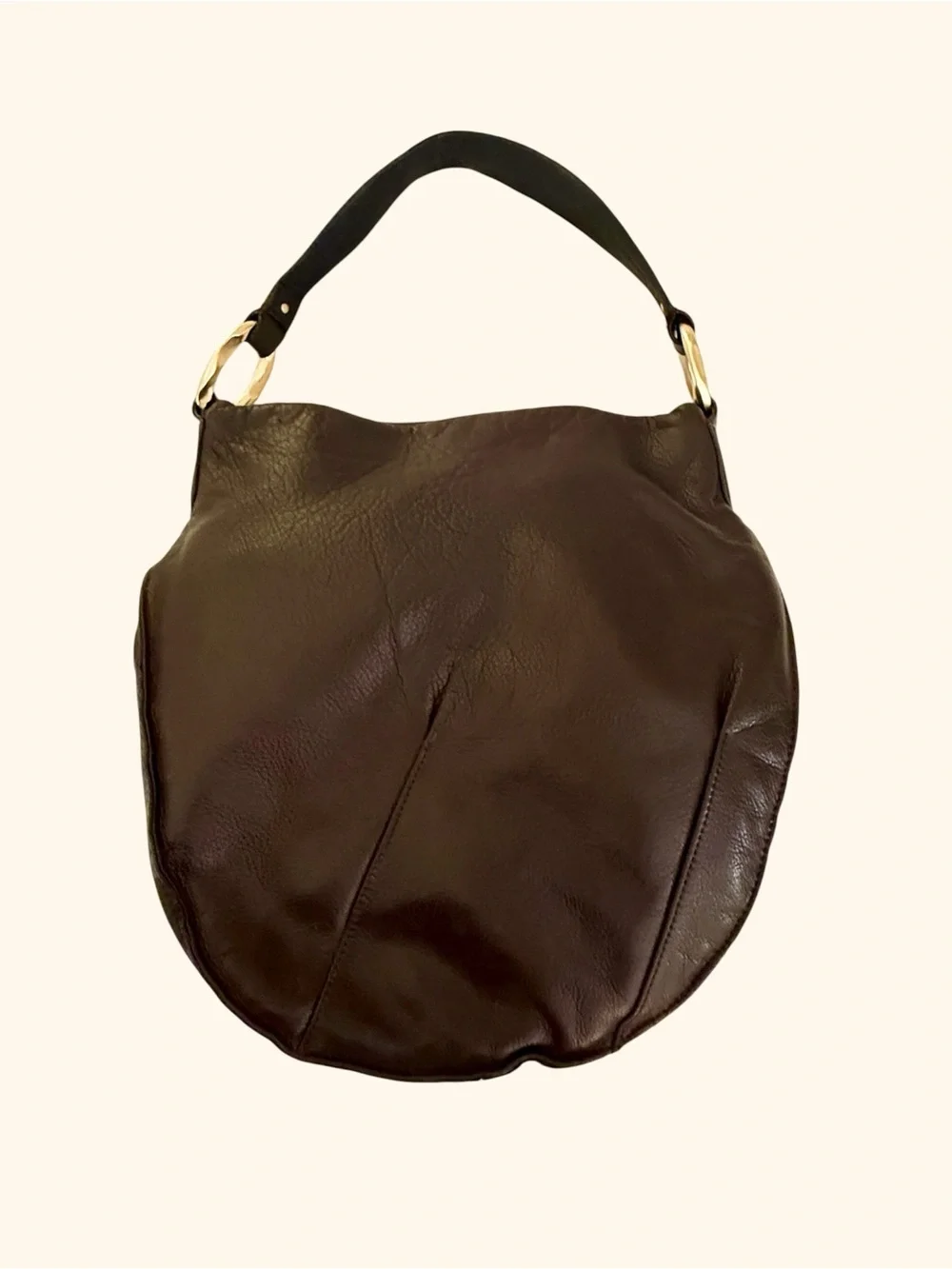 Sigrid Olsen BOHO Brown Leather HOBO Tote Shoulder Bag with Gold Hardware